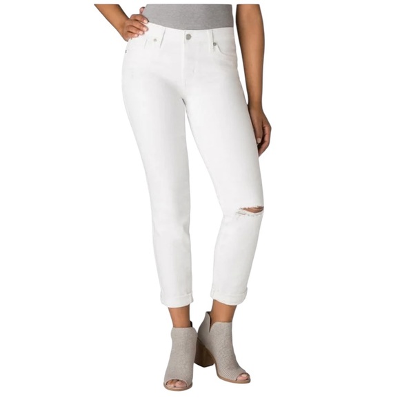 LEVI'S MID RISE CUFFED SLIM White Distressed Women’s Denim Jeans SZ 2 Waist 26 - Picture 1 of 17